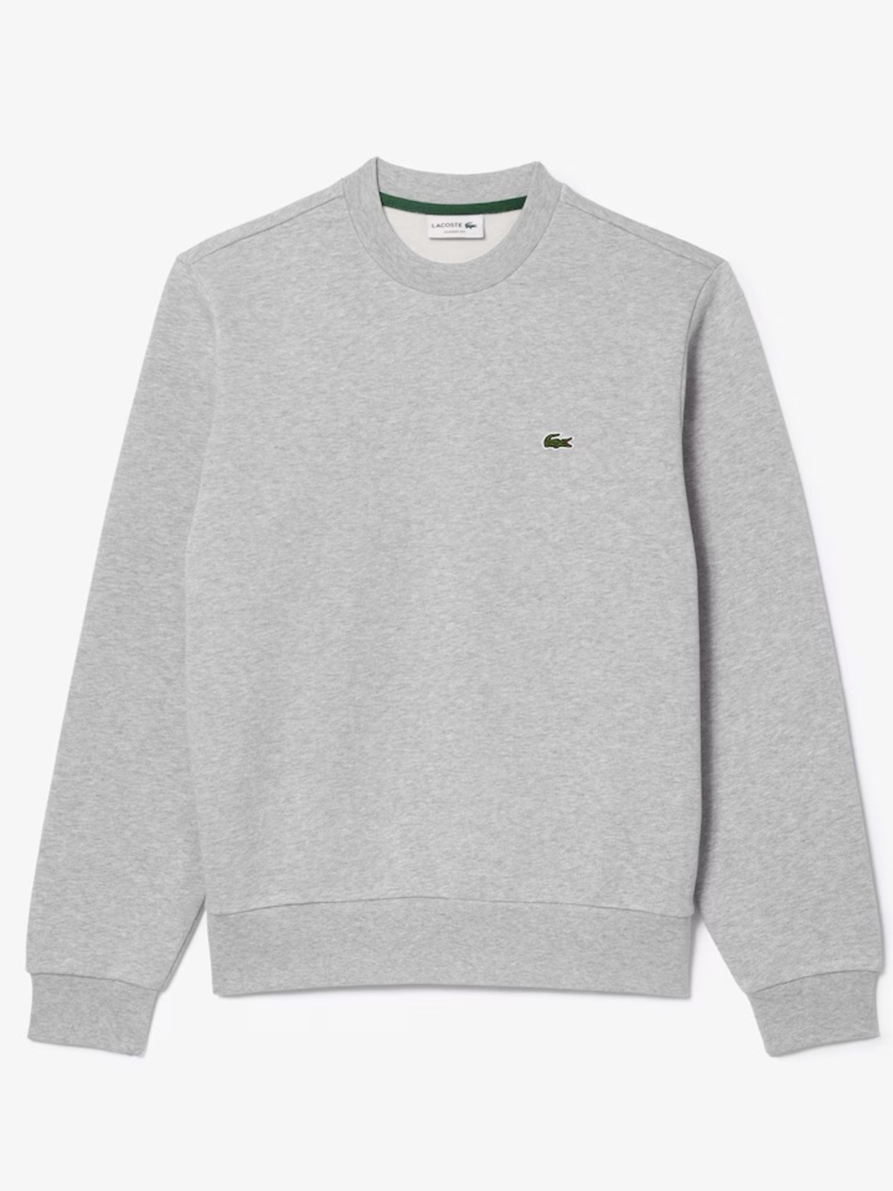 Lacoste Light Grey Crewneck Sweatshirt with Green Logo